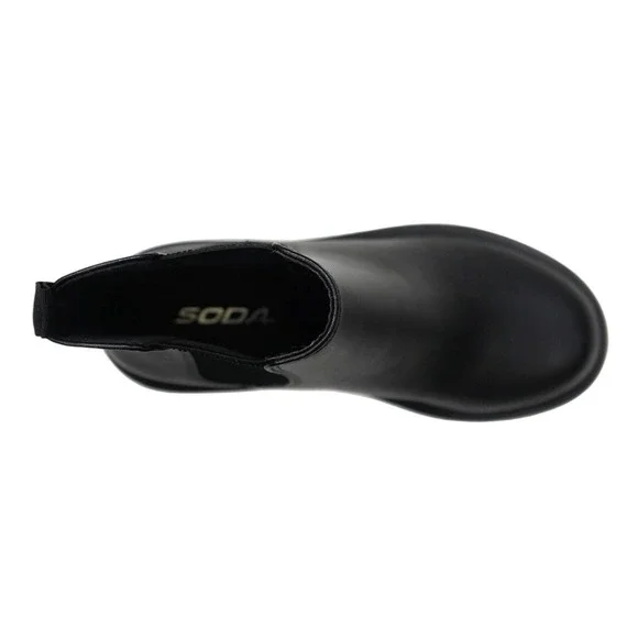 Soda Black Faux Leather Lug Sole Chelsea Boots Women's Ankle Boots Size 5.5 NEW - Picture 5 of 5